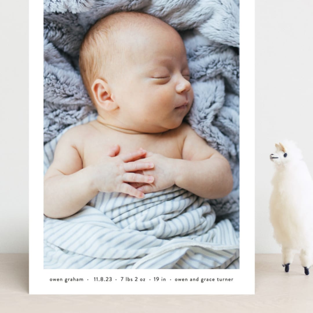 "Basic" - Birth Announcements in Onyx by Lauren Chism - Front