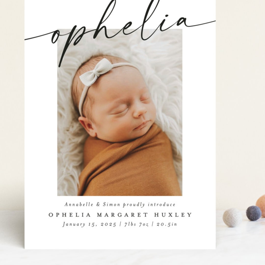 "Signature Name" - Birth Announcements in Coal by Meggy Masters - Front