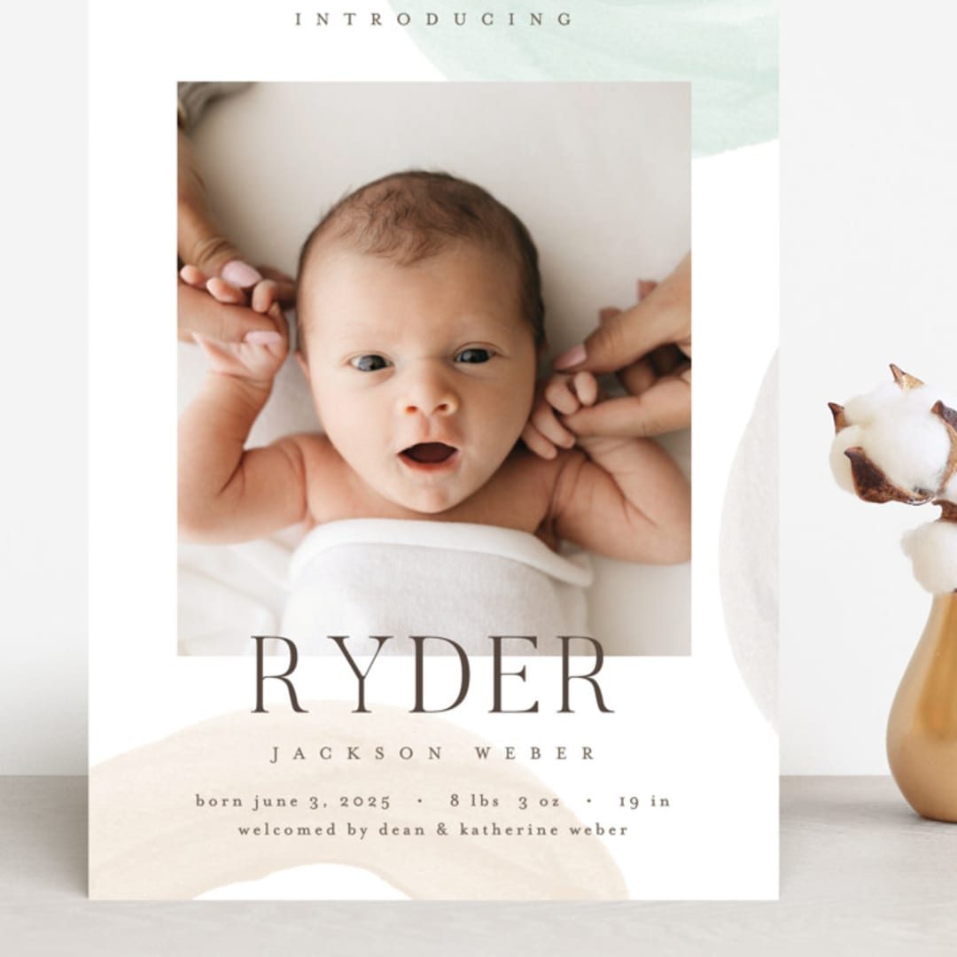 "Shapes and Colors" - Birth Announcements in Wanderlust by Pixel and Hank - Front