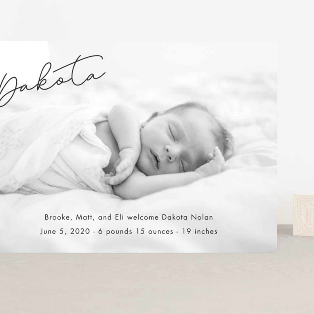 "Dakota" - Birth Announcements in Slate by Rebecca Rueth - Front