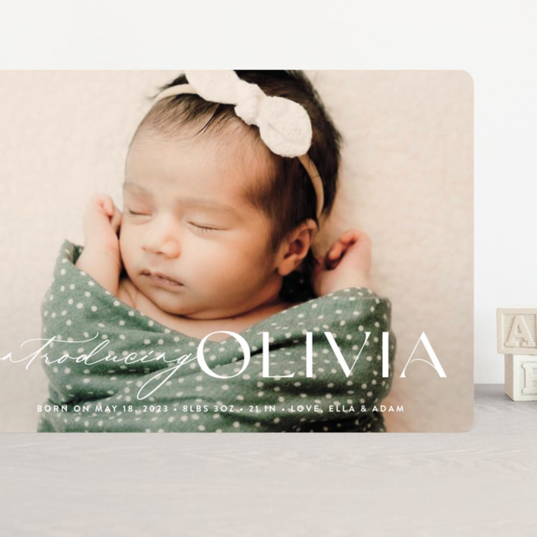 "Bold Introduction" - Birth Announcements in Natural by Ana Sharpe - Front