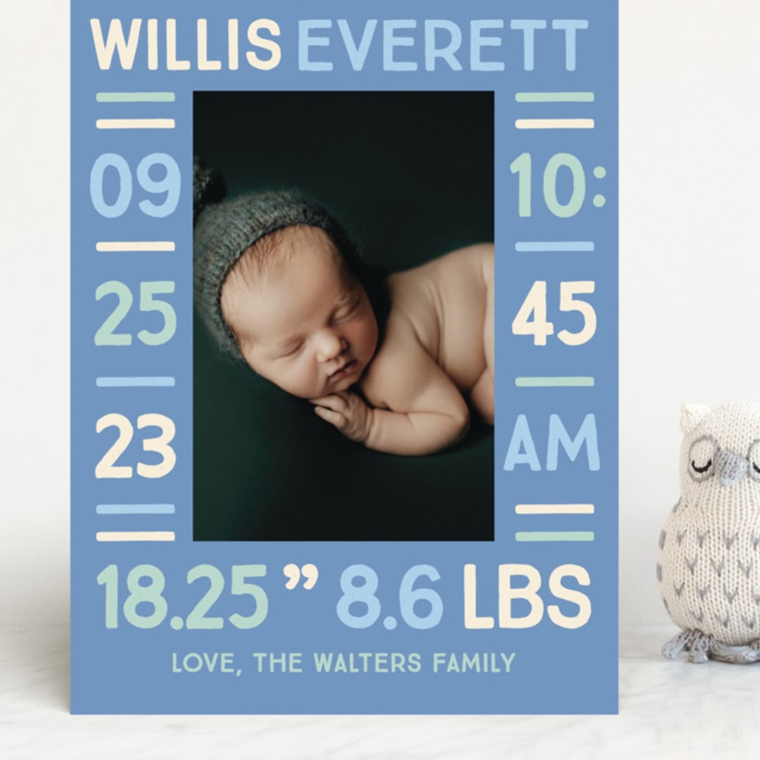 "Colorful Stats" - Birth Announcements in Aqua by Baumbirdy - Front