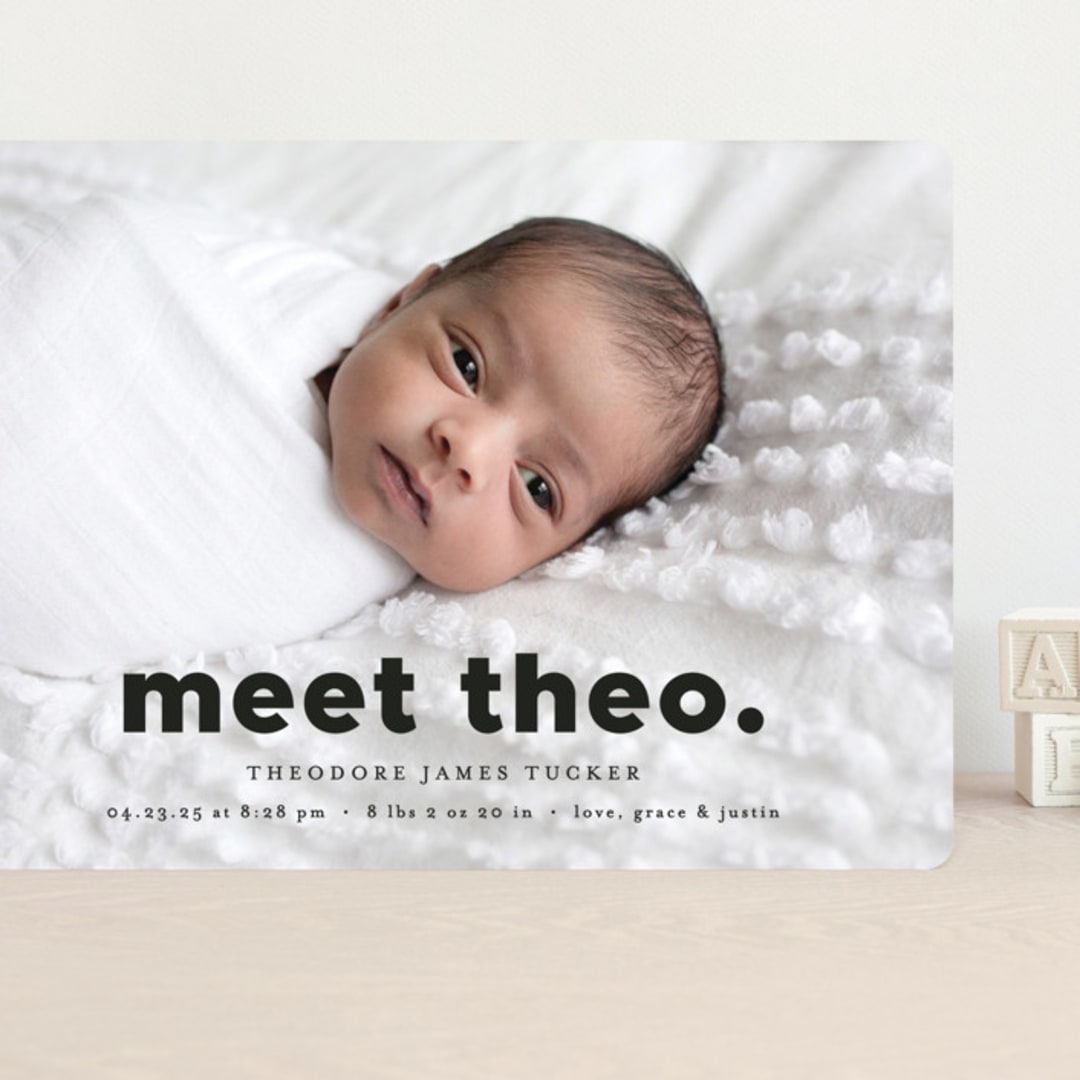"Simple Statement" - Birth Announcements in Onyx by Erica Krystek - Front