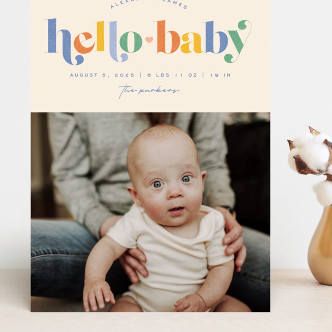 "Hello Sweet baby" - Birth Announcements in Bluebird by Jessica Corliss - Front