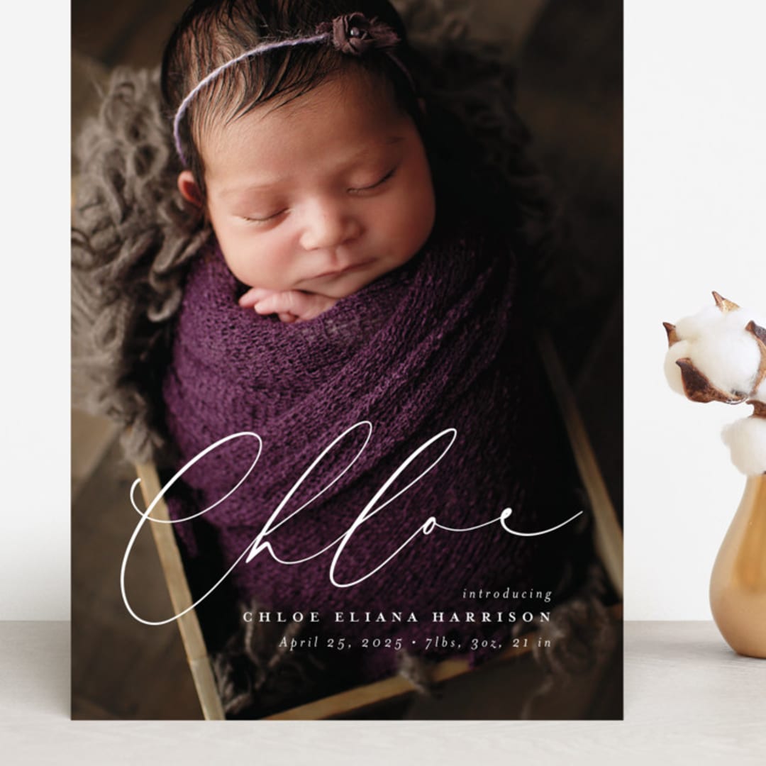 "Just Lovely" - Birth Announcements in Shell by Lea Delaveris - Front