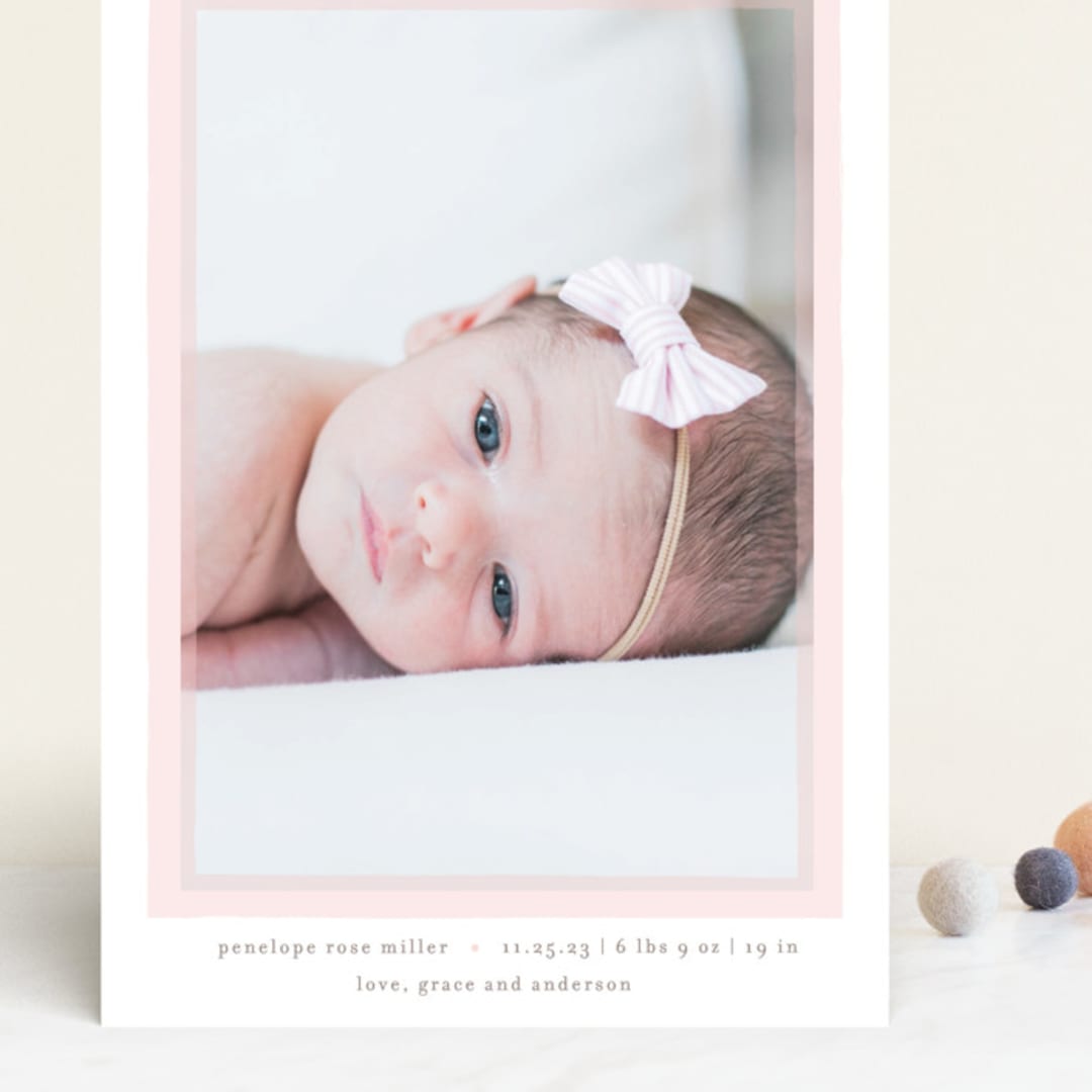 "Cotton Candy" - Birth Announcements in Blush by Lauren Chism - Front