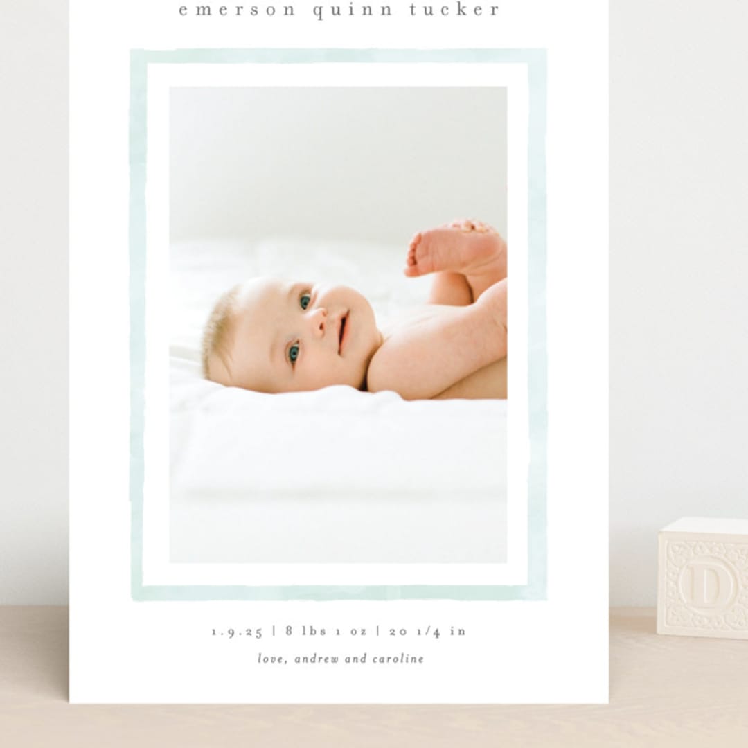 "Golightly" - Birth Announcements in Mint by Lauren Chism - Front