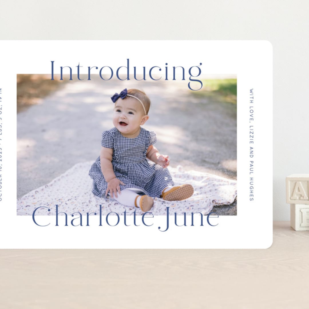 "Chatham" - Birth Announcements in Navy by Megan Davis - Front