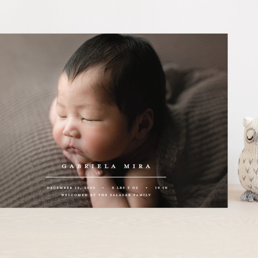 "Primary" - Birth Announcements in Vanilla by Pixel and Hank - Front