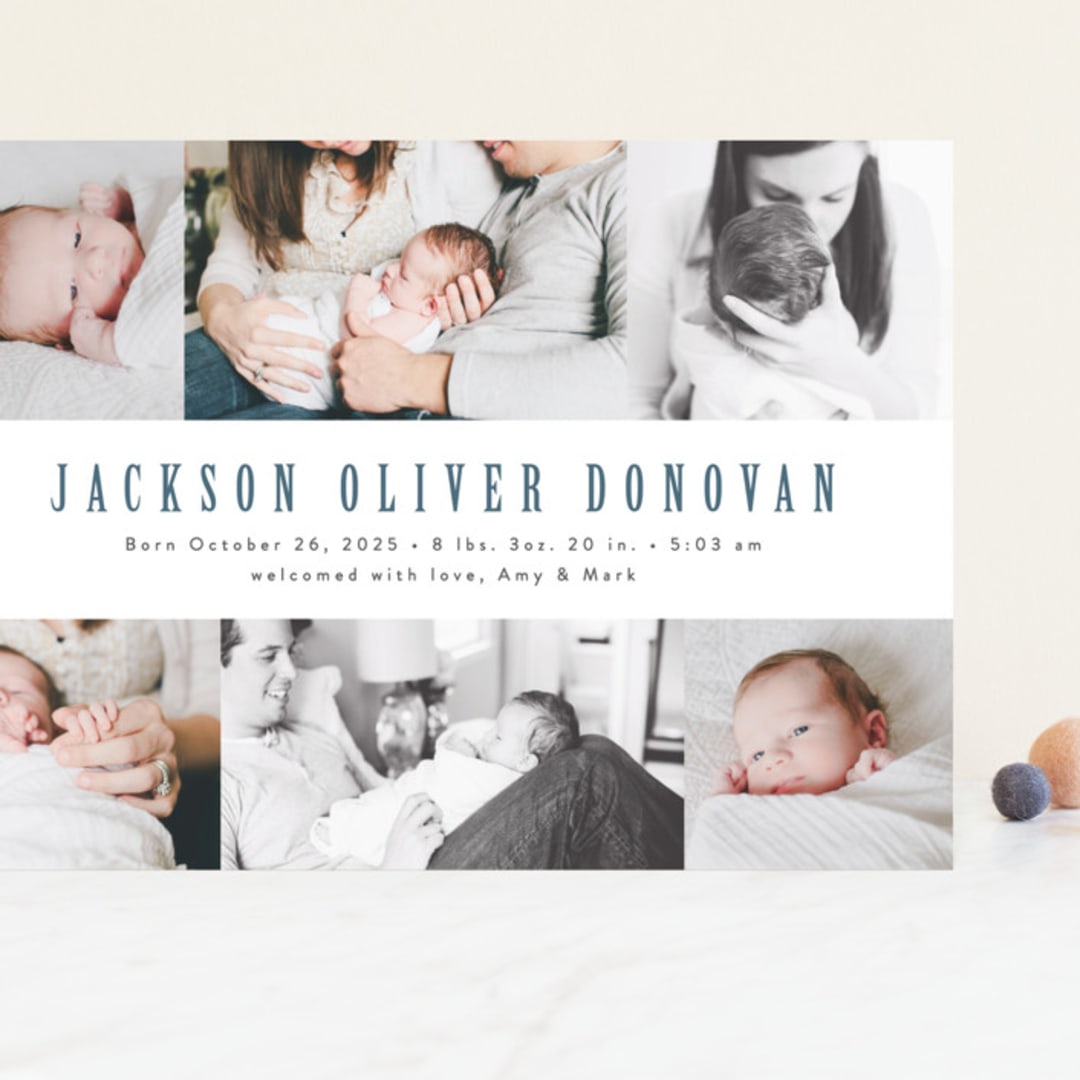 "photo stripes" - Birth Announcements in Steel Blue by Ana Sharpe - Front