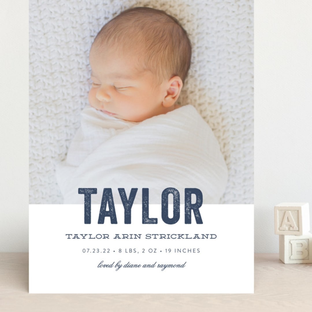 "Statement" - Birth Announcements in Marine by Sara Hicks Malone - Front