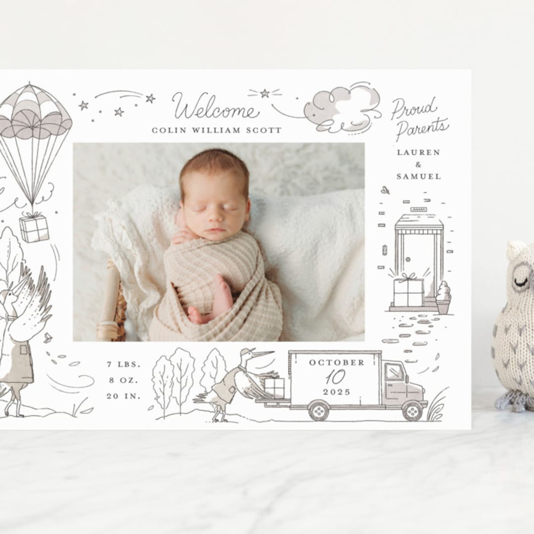 "Special Delivery" - Birth Announcements in Slate by Morgan Ramberg - Front