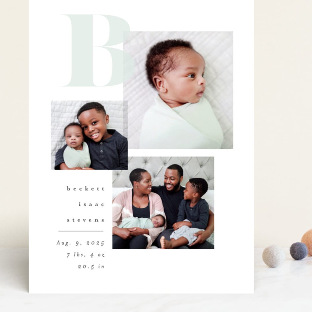 "Initial three" - Birth Announcements in Mist by Lea Delaveris - Front