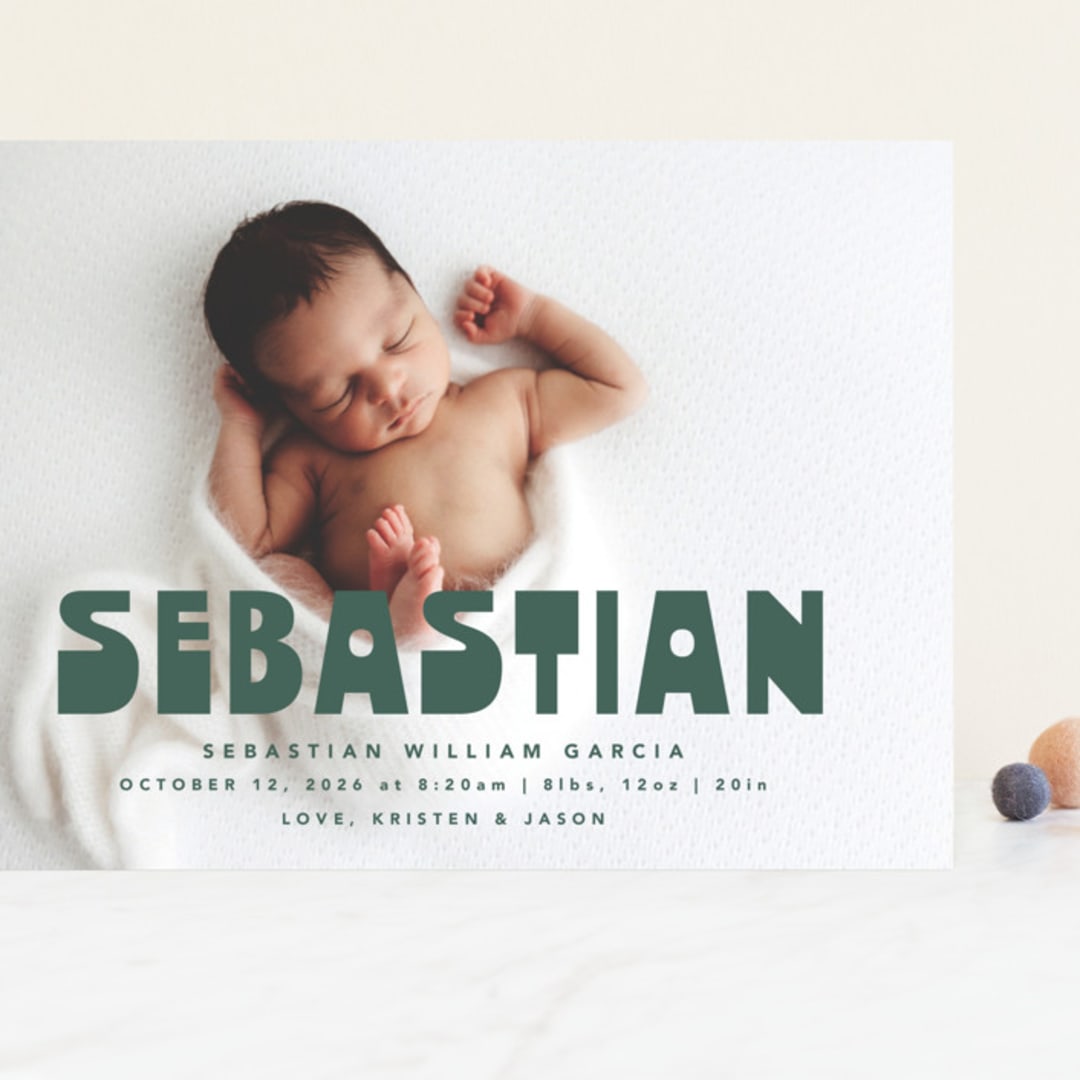 "Boldly Named" - Birth Announcements in Forest by Anna Elder - Front