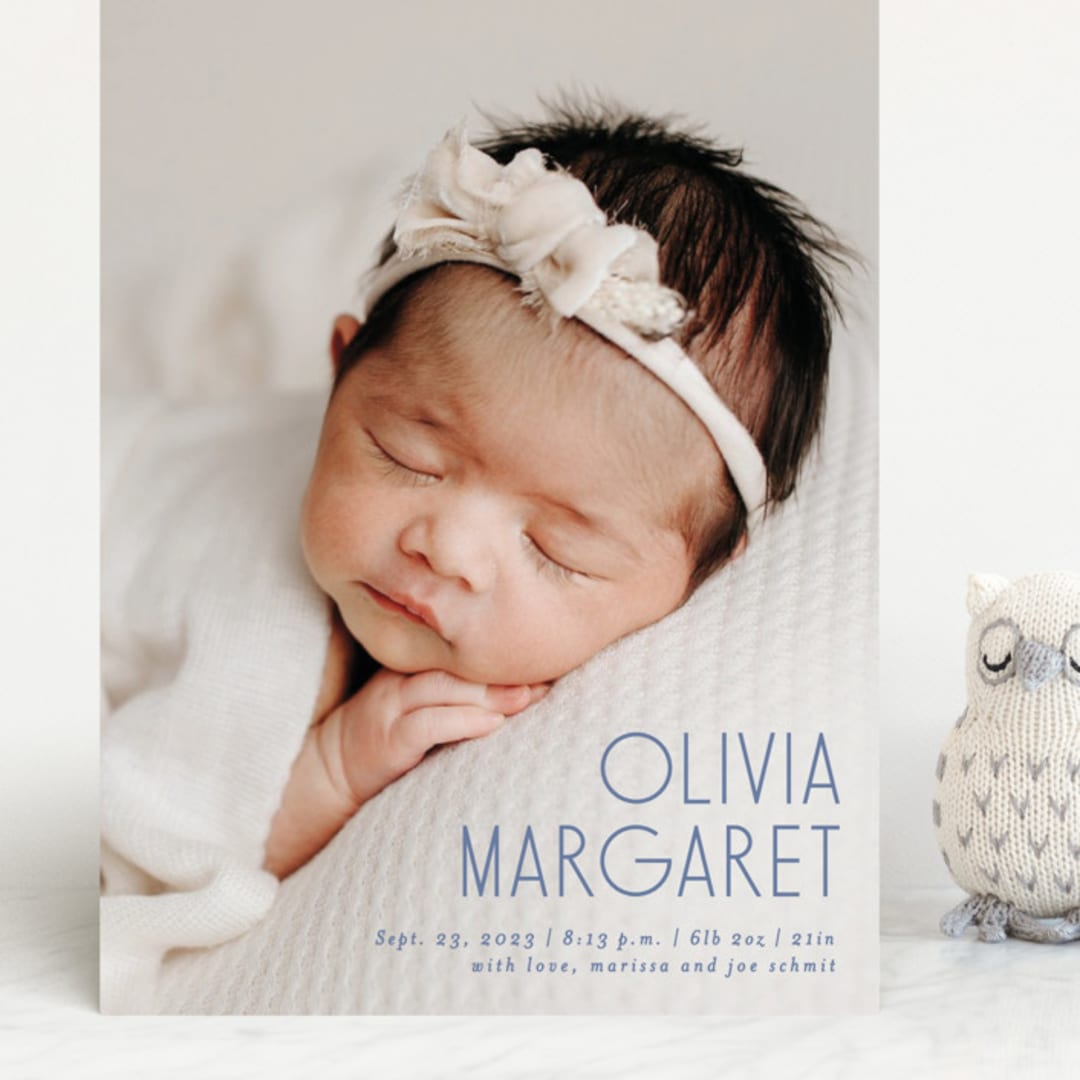 "Sweetly modern" - Birth Announcements in Denim by Lisa Assenmacher - Front