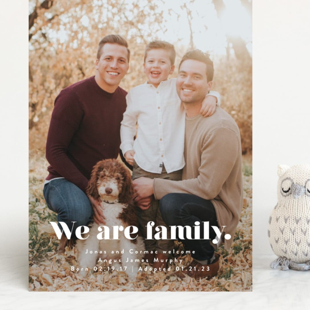 "We Are Family" - Birth Announcements in Cotton by Corinne Malesic - Front