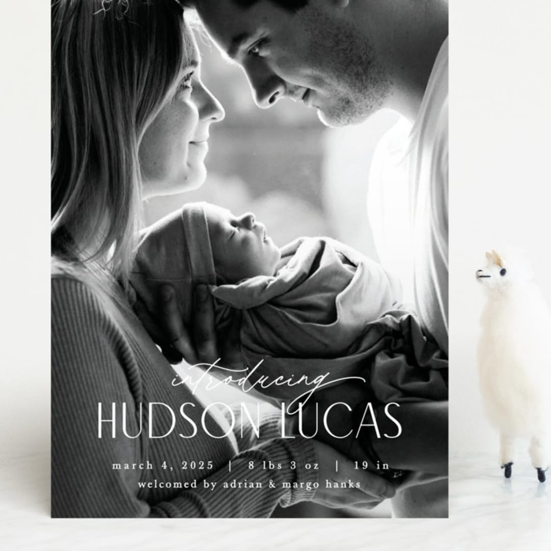 "Little Introduction" - Birth Announcements in Stone by Pixel and Hank - Front