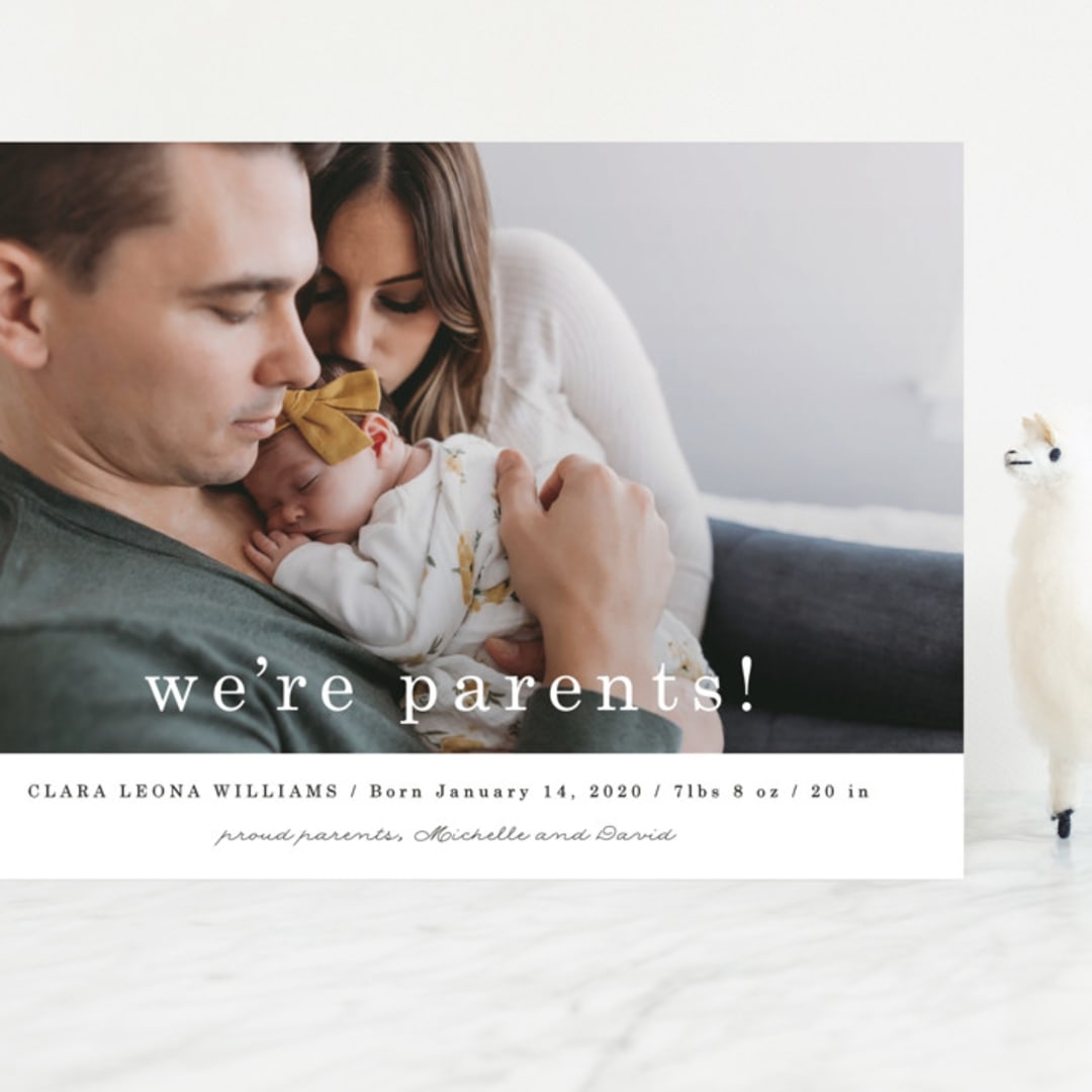"We're Parents" - Birth Announcements in Cotton by Maria Hilas-Louie - Front