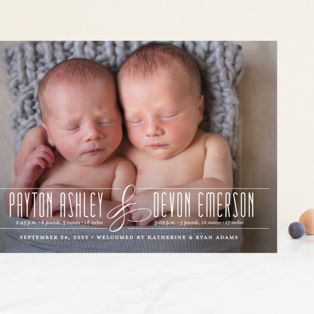 "Fancy for Two" - Birth Announcements in Frost by Jessica Williams - Front