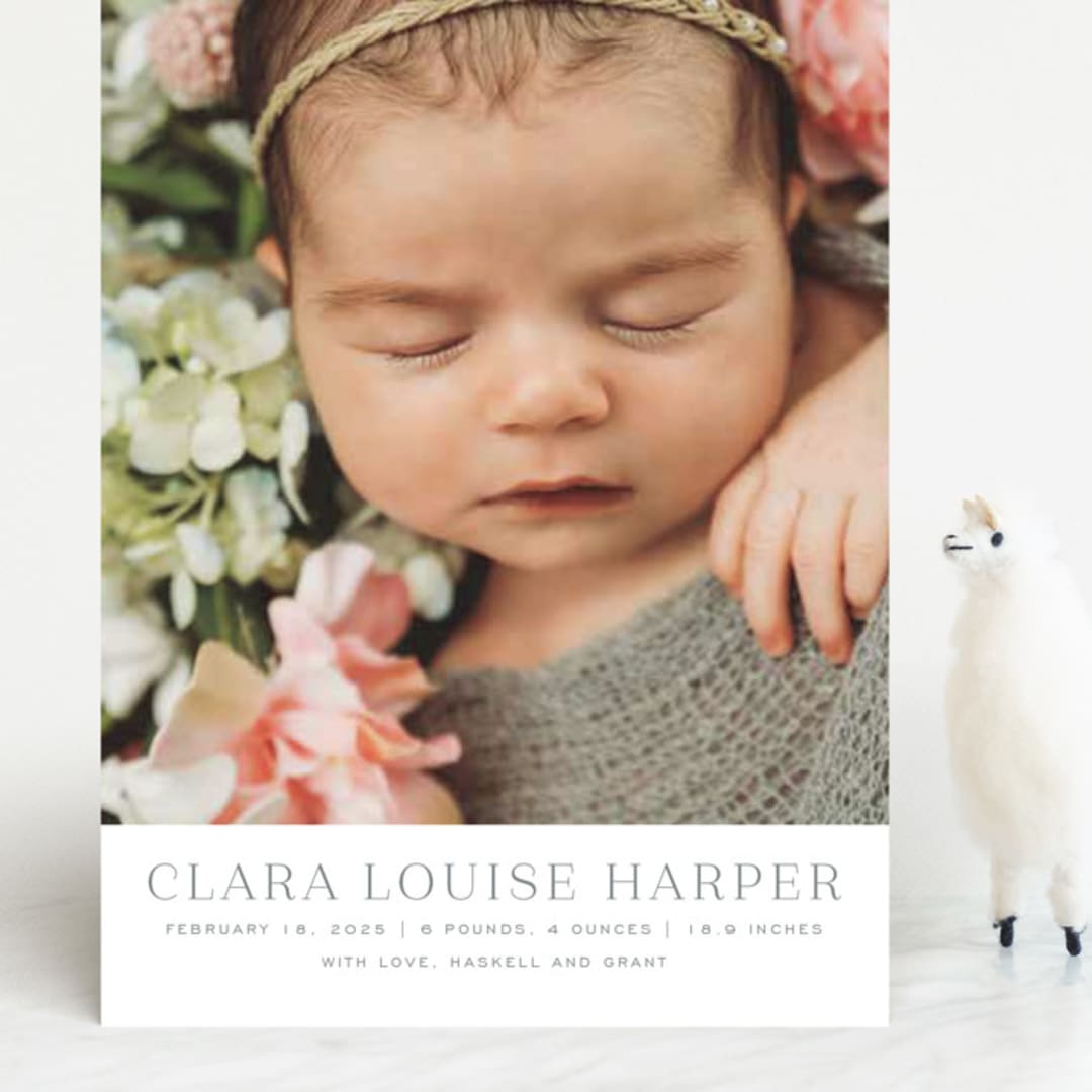 "Canvas" - Birth Announcements in Moon by Megan Davis - Front