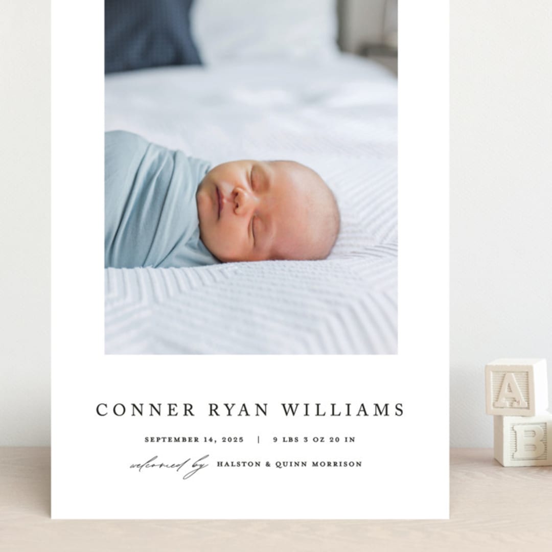 "Dreamer" - Birth Announcements in Onyx by Pixel and Hank - Front