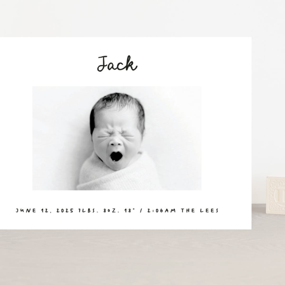 "Cursive" - Birth Announcements in Snow by AK Graphics - Front