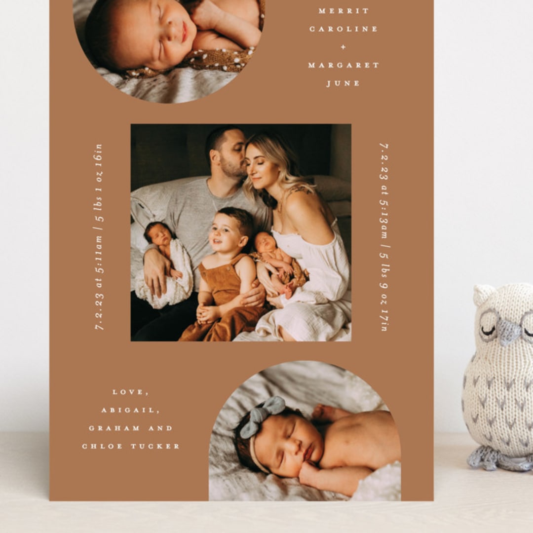 "Moderne Duo" - Birth Announcements in Rust by Lauren Chism - Front