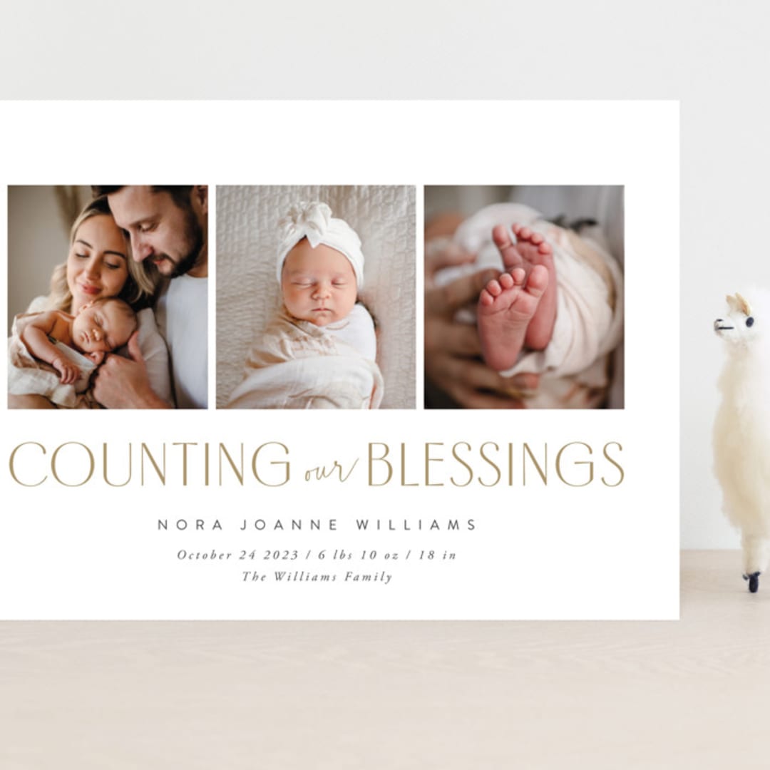 "Counting Those Blessings" - Birth Announcements in Sugar by Robert and Stella - Front