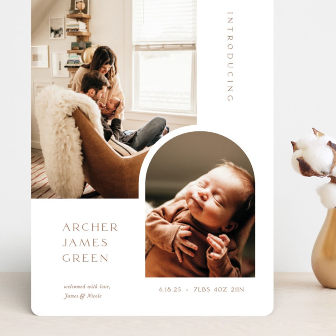 "Modern Inset" - Birth Announcements in Cotton by Robin Ott - Front