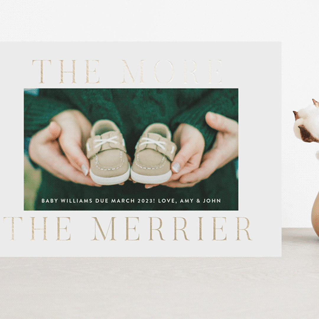 "Merriest Occasion" - Birth Announcements in Pearl by Megan Davis - Front