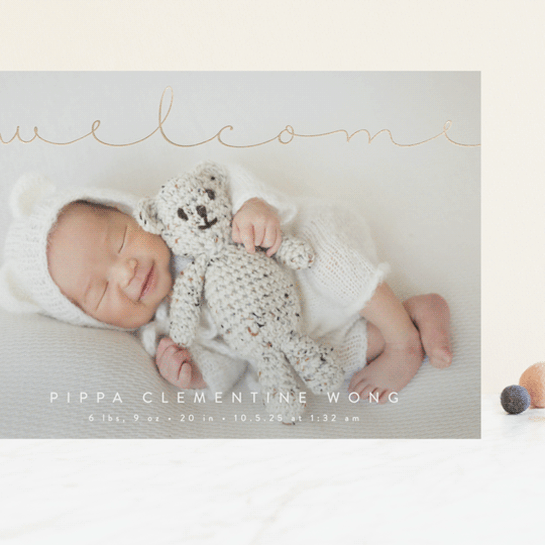 "Delicate Welcome" - Birth Announcements in Cloud by Olivia Raufman - Front