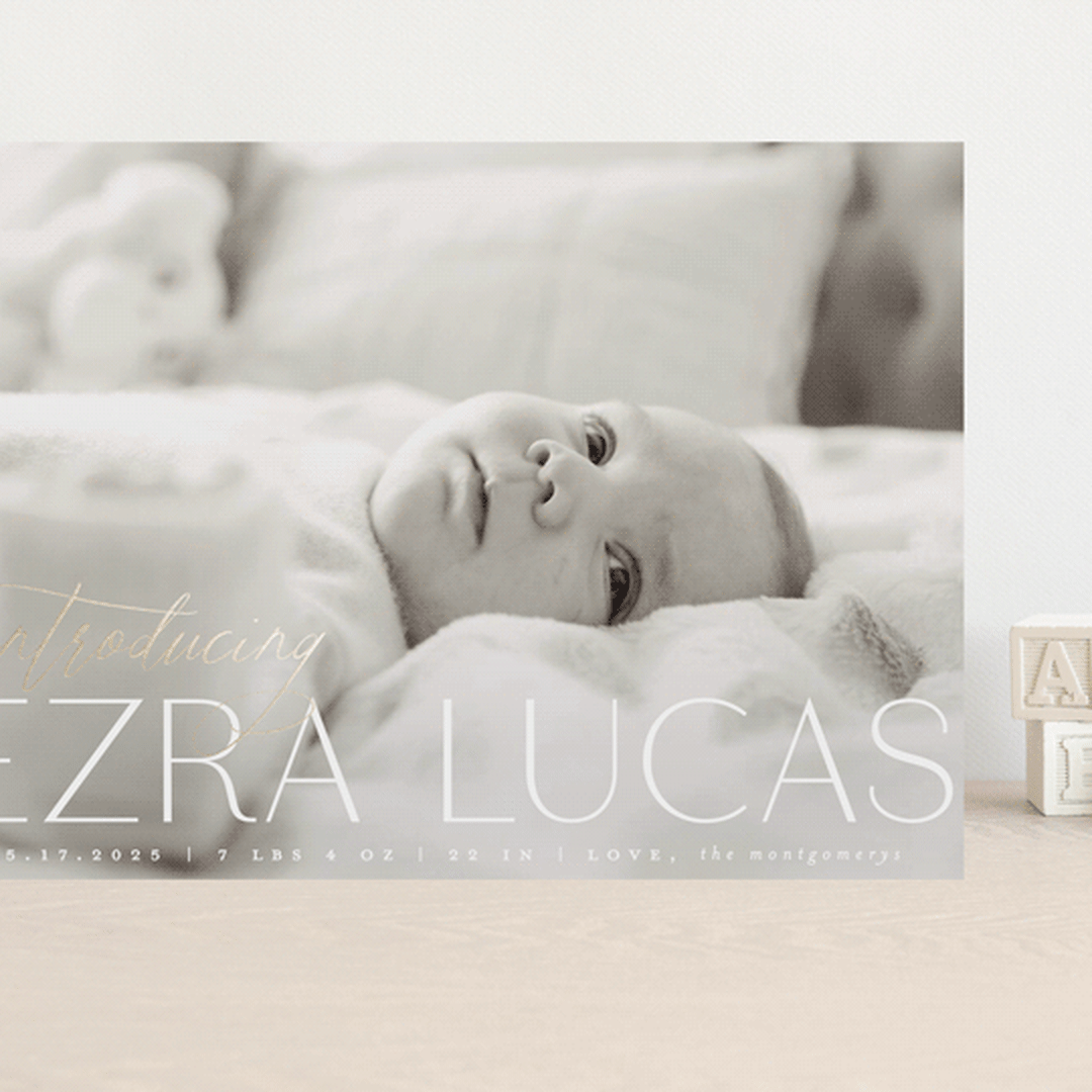 "Flourished" - Birth Announcements in Ice by Everett Paper Goods - Front