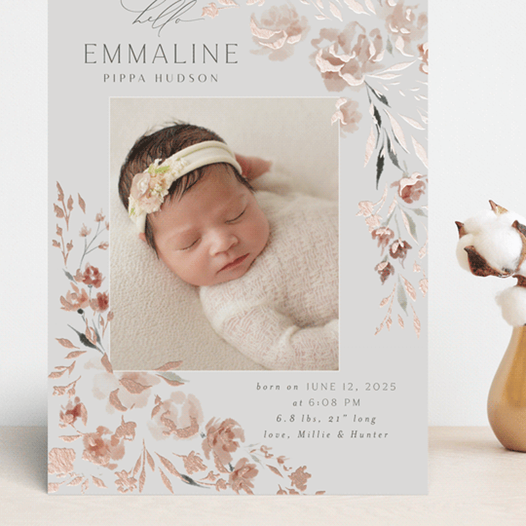 "Grace" - Birth Announcements in Rose by Nicoletta Savod - Front