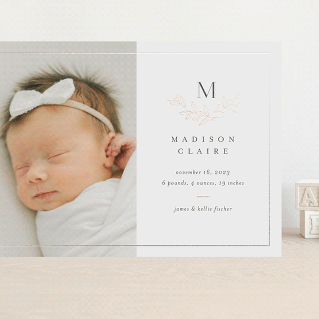 "Graceful Laurels" - Birth Announcements in Lace by Jessica Williams - Front