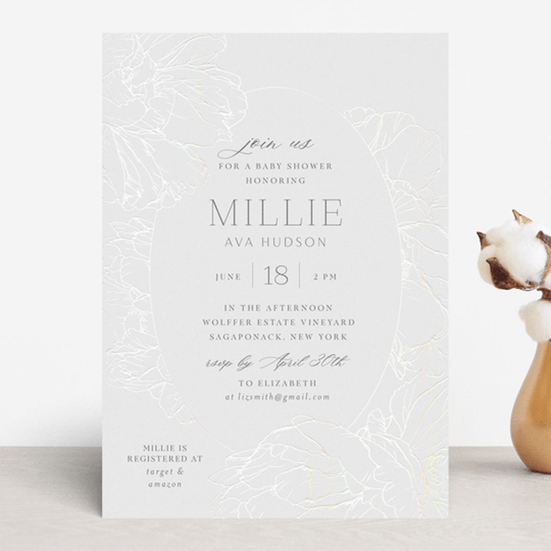 "Timeless" - Baby Shower Invitations in Blush by Nicoletta Savod - Front