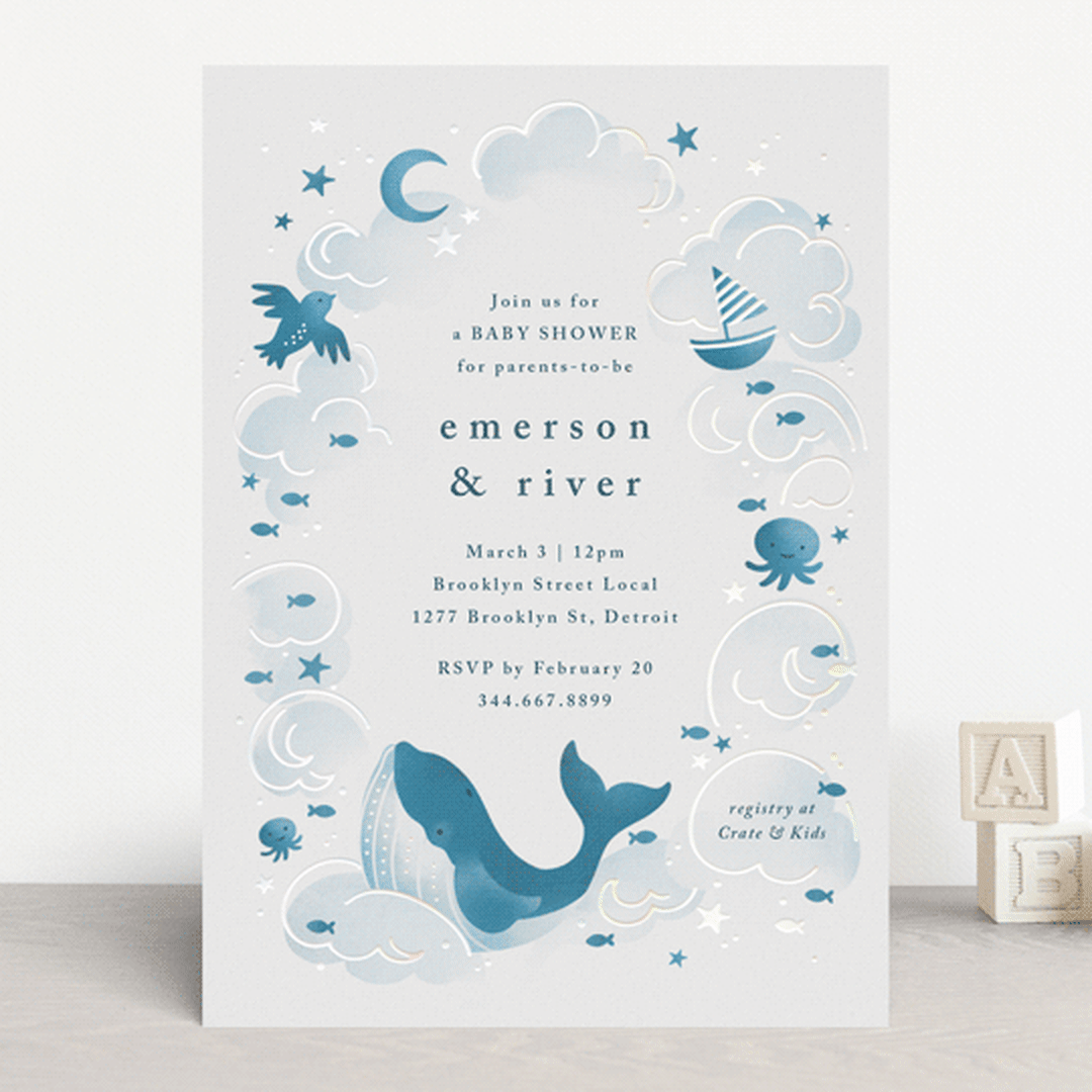 "Sea Adventure" - Baby Shower Invitations in Aqua by Snow and Ivy - Front