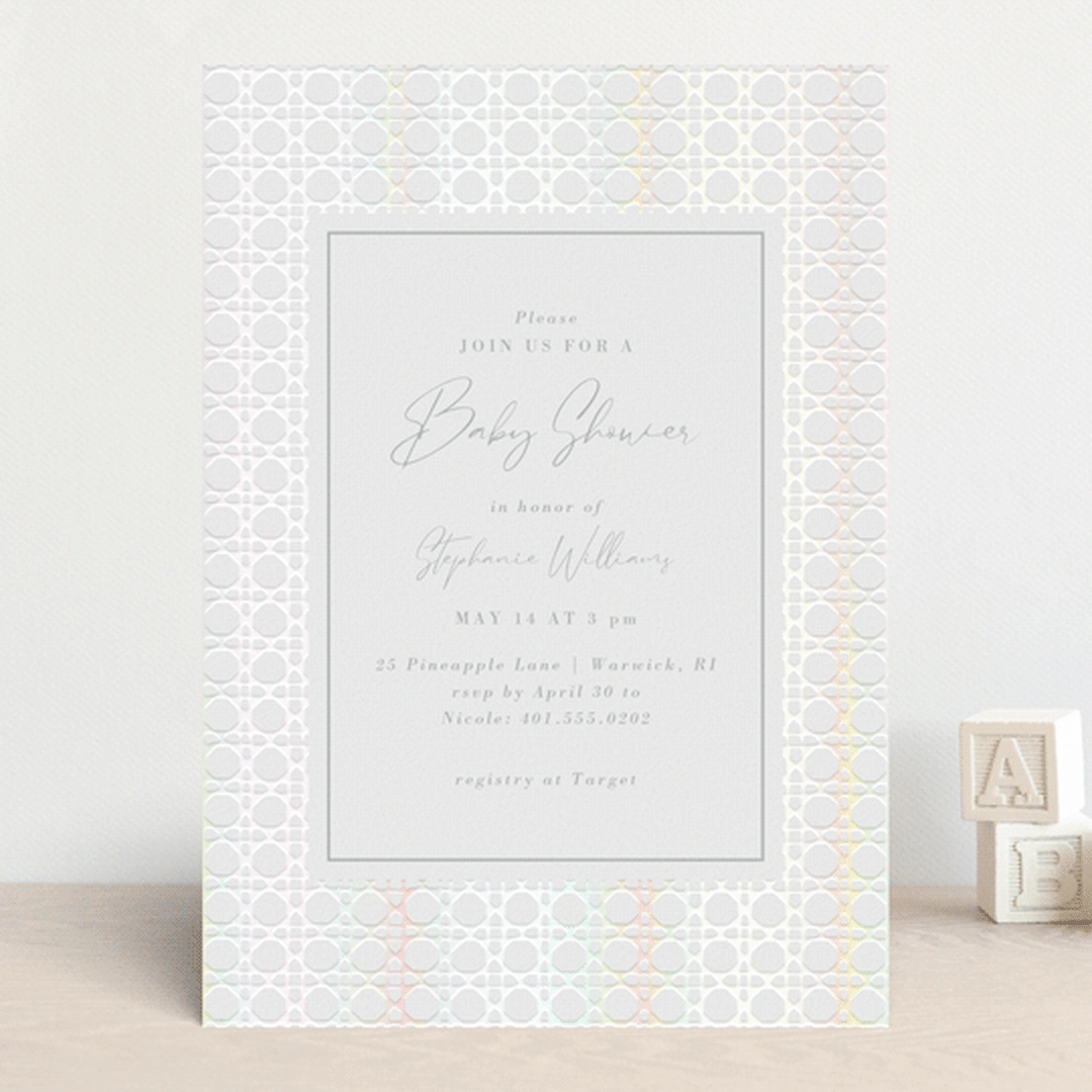 "Boho Frame" - Baby Shower Invitations in Dove by Tamara Hilje - Front