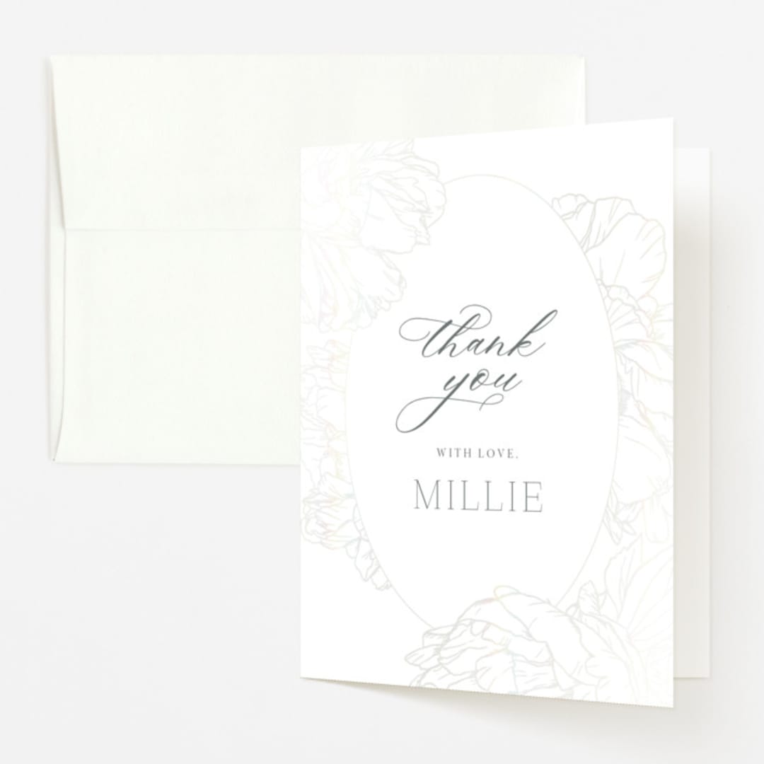 "Timeless" - Baby Shower Thank You Cards in Blush by Nicoletta Savod - Front