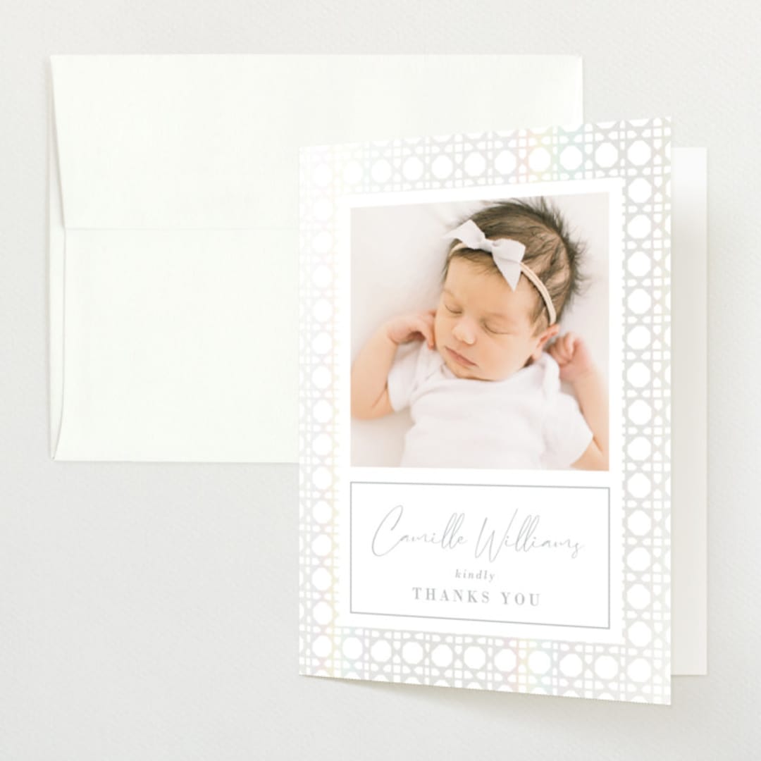 "Boho Frame" - Baby Shower Thank You Cards in Dove by Tamara Hilje - Front