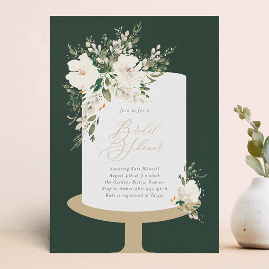 "Bridal Cake" - Bridal Shower Invitations in Hunter by Itsy Belle Studio - Front