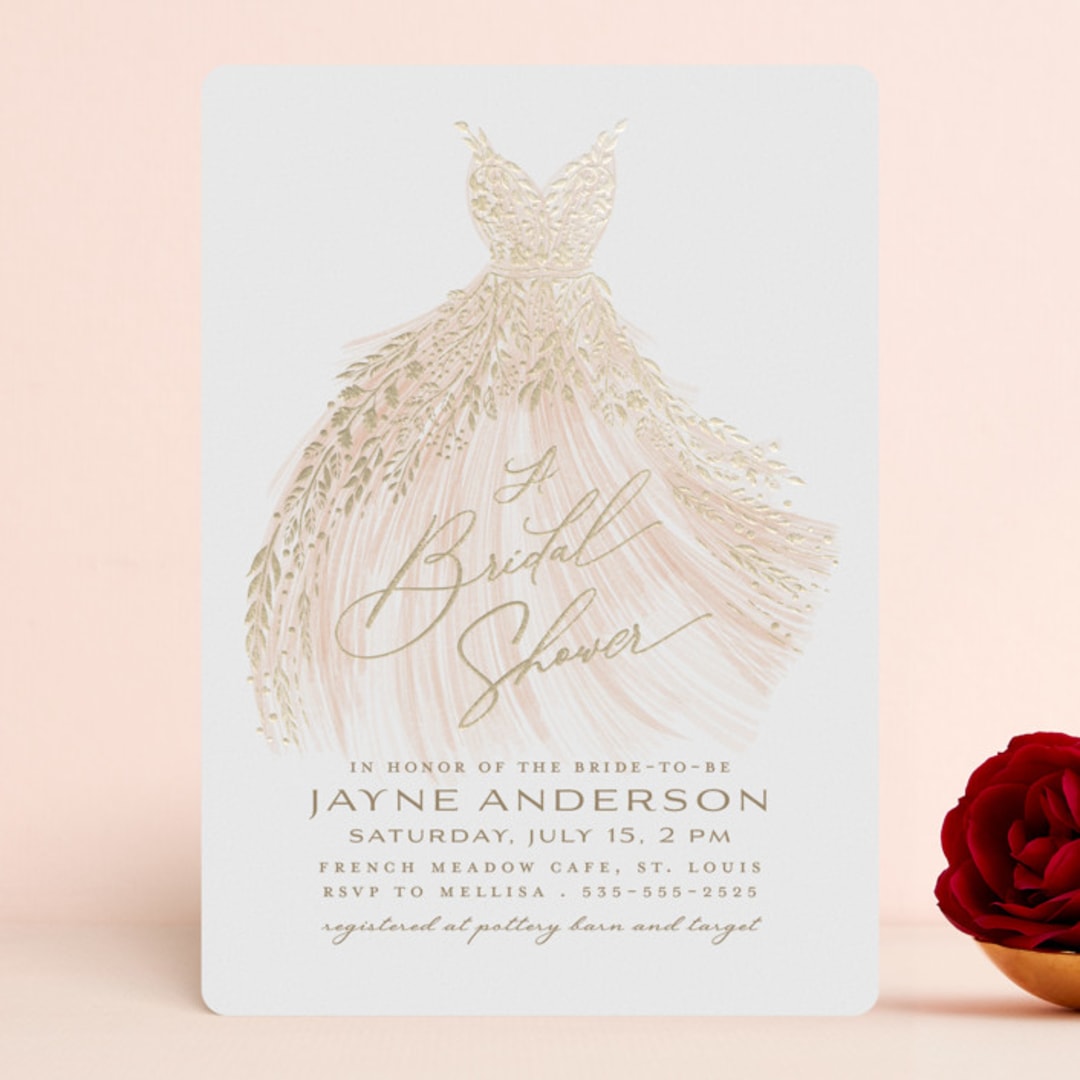 "Here Comes the Bride" - Bridal Shower Invitations in Coral by Paper Sun Studio - Front