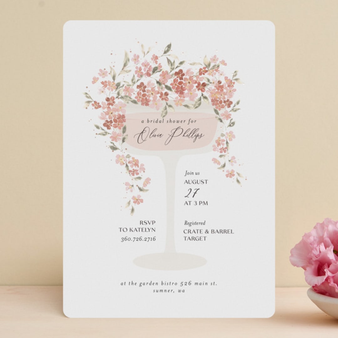 "Botanical Cheers" - Bridal Shower Invitations in Petal by Itsy Belle Studio - Front