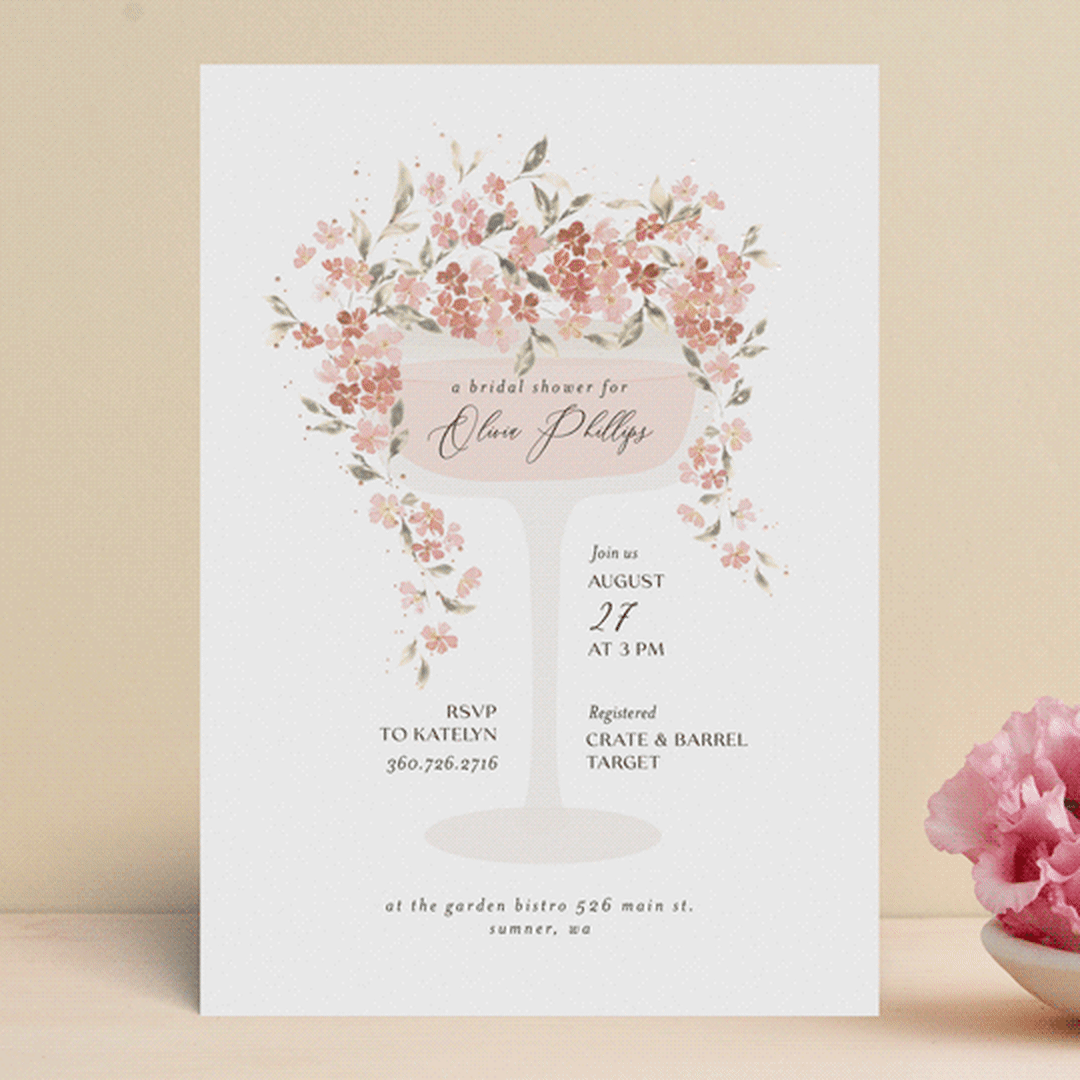 "Botanical Cheers" - Bridal Shower Invitations in Petal by Itsy Belle Studio - Front