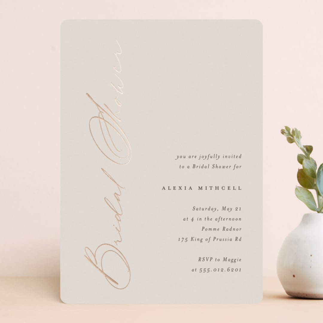 "Elegant Side" - Bridal Shower Invitations in Buttercream by Carolyn MacLaren - Front