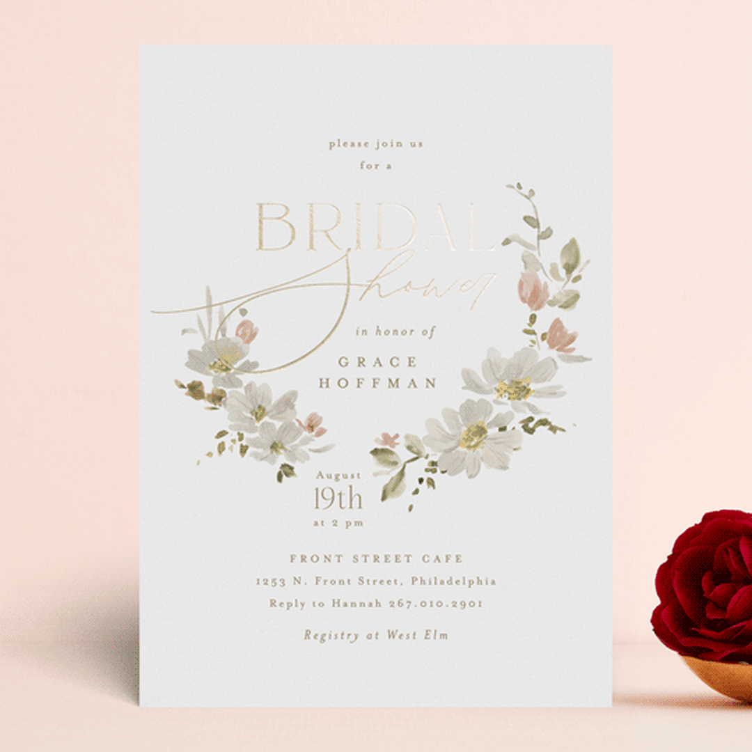 "Serene" - Bridal Shower Invitations in Champagne by Everett Paper Goods - Front