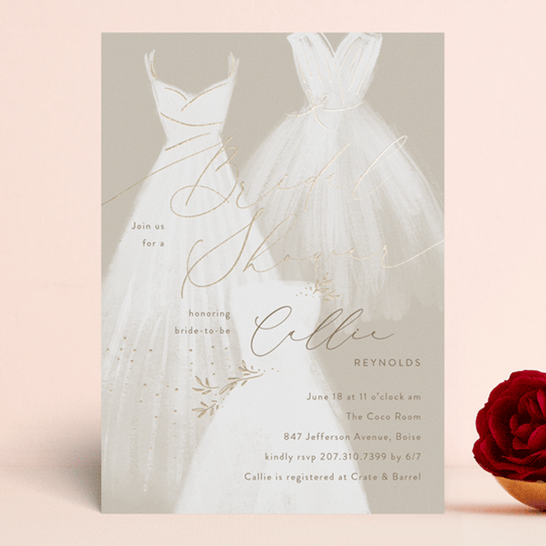 "dressed up" - Bridal Shower Invitations in Champagne by Rebecca Durflinger - Front