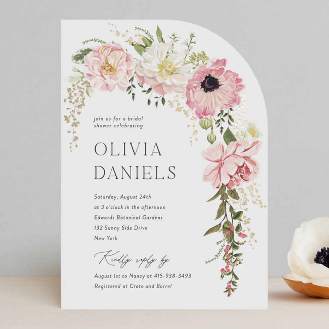 "Timeless Blooms" - Bridal Shower Invitations in Peony by Susan Moyal - Front