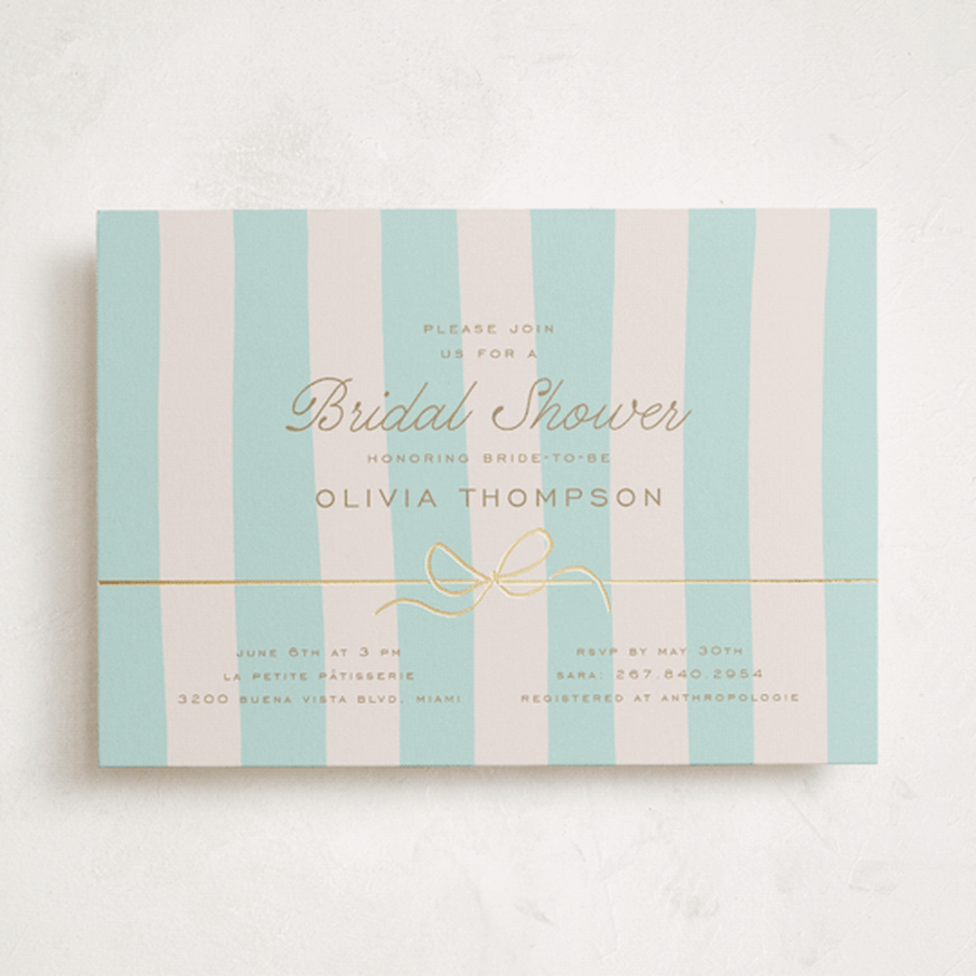 "Macaron Box" - Bridal Shower Invitations in Aquamarine by Leia Matt - Front
