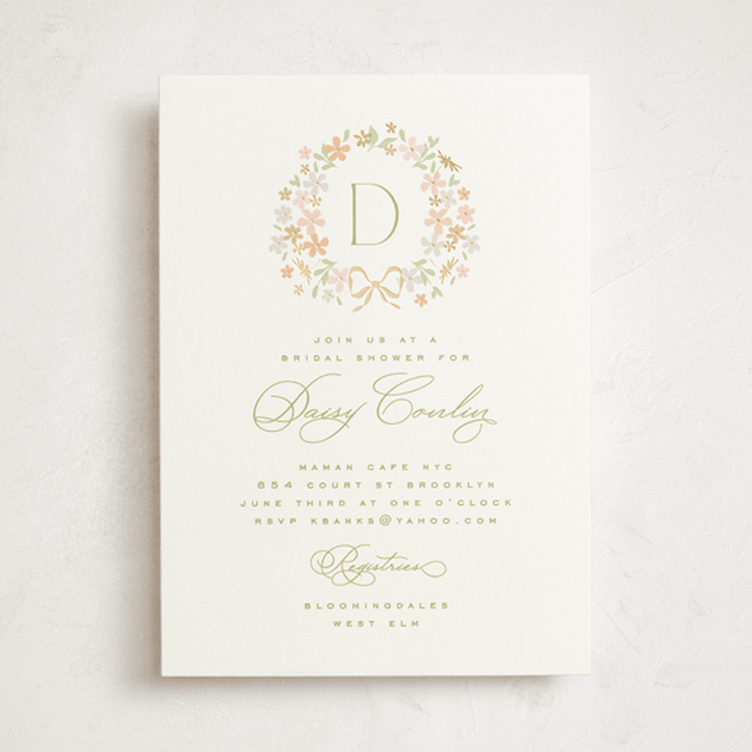 "garden monogram" - Bridal Shower Invitations in Leaf by Kristie Kern - Front