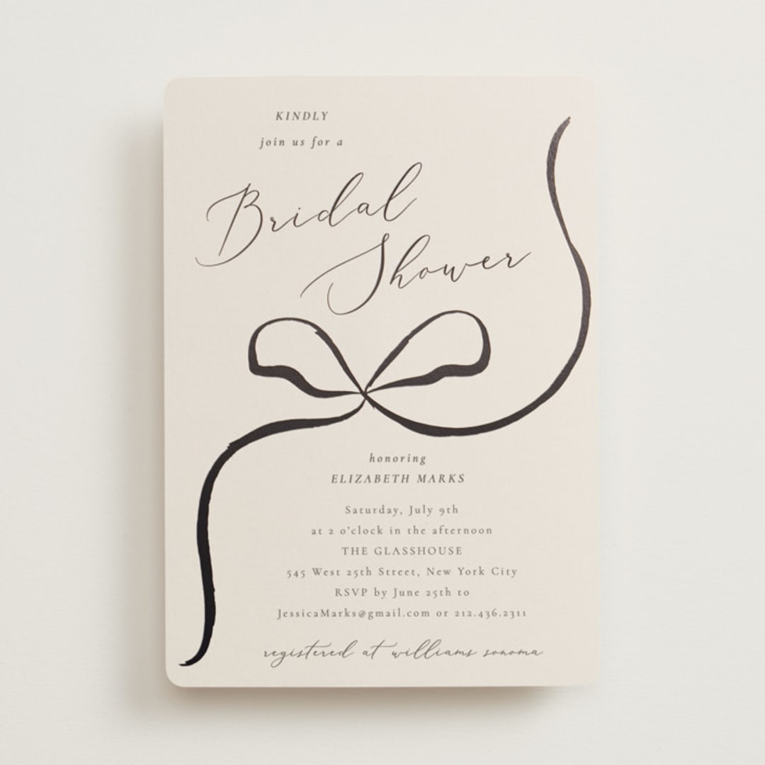 "Bow" - Bridal Shower Invitations in Tuxedo by Corinne Malesic - Front